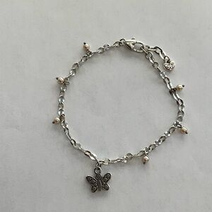 Brighton Silver Butterfly Charm Adjustable Anklet